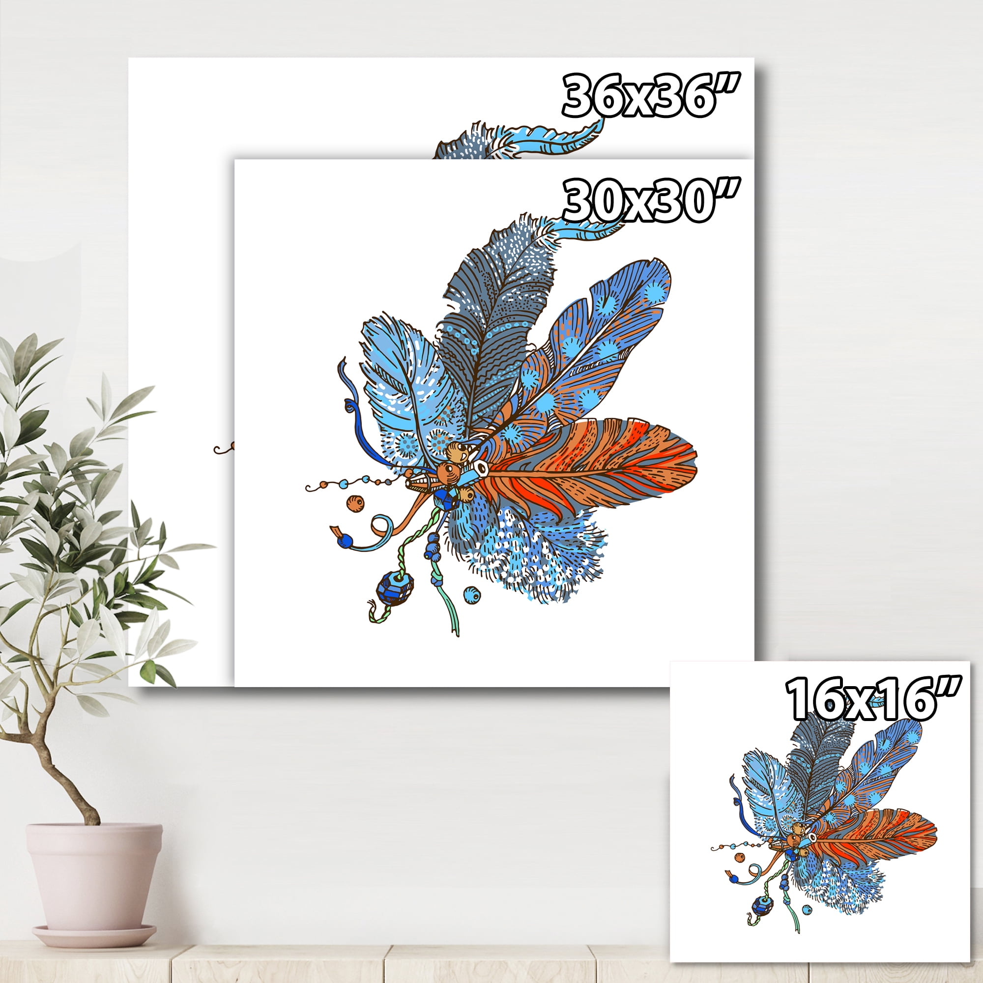 Designart ' Ethnic Boho Art Design ' Bohemian & Eclectic Canvas Wall Art Print