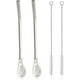 thumbnail image 1 of 2pcs Removable Stainless Steel Straw Filter Spoon With 2 Cleaning Brush, Reusable Metal Straw Spoon Cocktail Stirrer For Drinking Tea, Ice Coffee, 1 of 4
