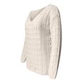 thumbnail image 4 of Mujer Tops Clásico Cuello en V Manga Larga Color Sólido Diamante Hueco Suéter Blusa Pompotops gfhjh11307, 4 of 5