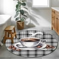 thumbnail image 4 of Coffee Cup Beans Round Area&nbsp;Rug 3ft Black Buffalo Plaid Farm Country Non-Slip&nbsp;Washable Circle Rugs Soft Felt Indoor Floor Mat for Bedroom Kitchen Living Room Bathroom, 4 of 9