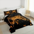 thumbnail image 3 of Gaming Comforter For Twin Size Bed, Modern Gamer Bedding Sets , Neon Geometry Plaid Quilt Video Game Bedding Comforter Sets For Game Lovers, Orange Black Gamer Decor For Room, 3 of 7