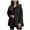 Black, variant on Women's Heavyweight Quilted Hooded Puffer Winter Jacket with Adjustable Waist (White, L)
