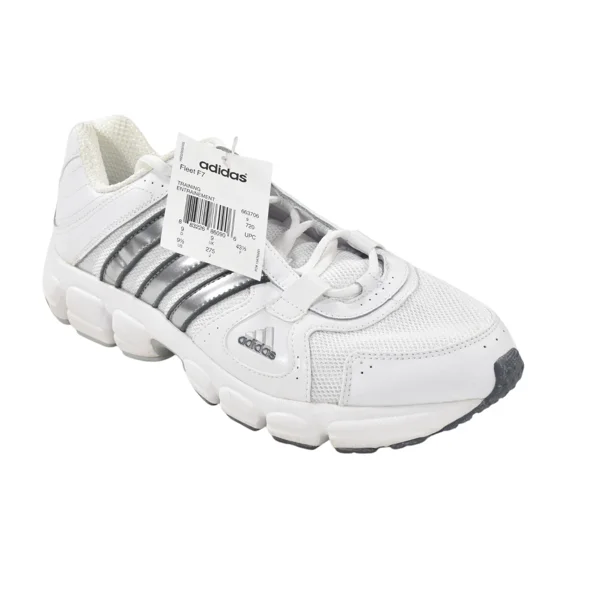 Men's Ad-id-as White Silver Leather Fleet F7 Training Sneakers 9.5 663706 New