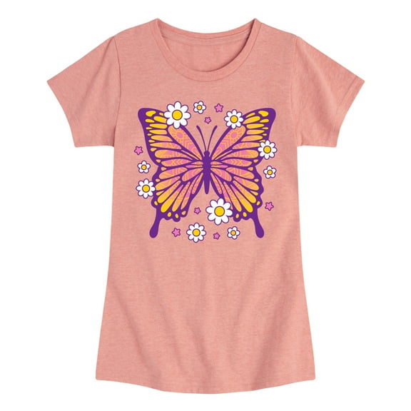 Instant Message - Mandala Butterfly - Toddler & Youth Girls Short Sleeve Graphic T-Shirt