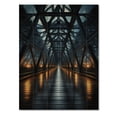 thumbnail image 3 of Designart "Suspension Bridge Charcoal Blue Wonder II" Cityscapes Print on Natural Pine Wood, 3 of 5
