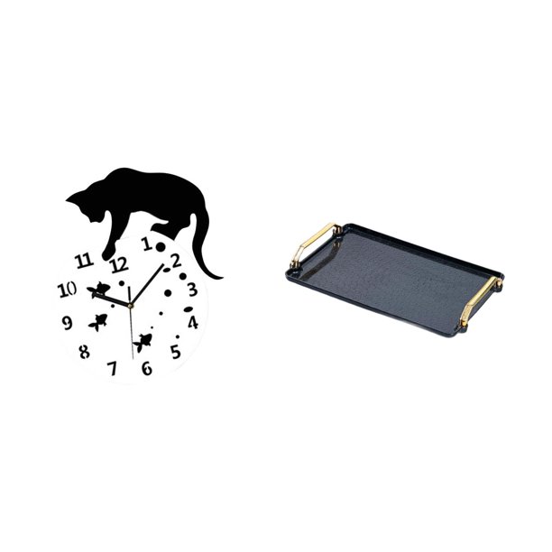 Reloj de pared,Reloj de pared de gato para sala de estar,dormitorio decorativo.,Reloj colgante de pared para cocina y baño moderno,Bandeja para servir,Bandeja para servir con asas para guardar