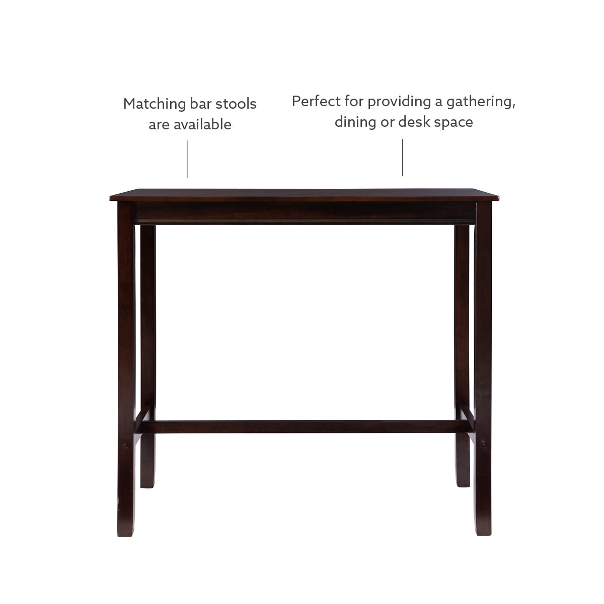 Linon Cessford Bar Height Pub Table, 42" Tall, Dark Walnut