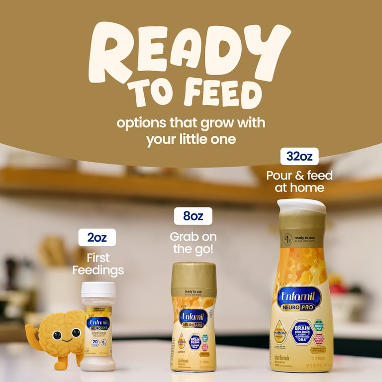 4 pack) Enfamil NeuroPro Ready to Feed Baby Formula, Brain