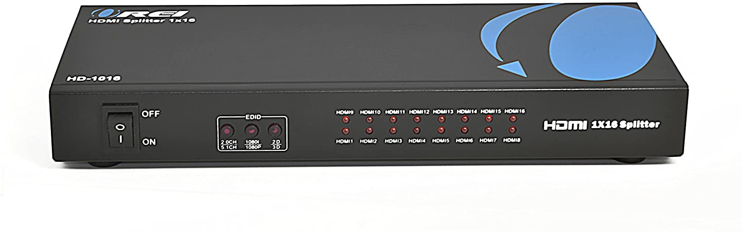 Orei 1x16 HDMI Splitter 16 Ports Proffessional HDMI Powered for Full HD  1080P & 3D Support - HD-1016