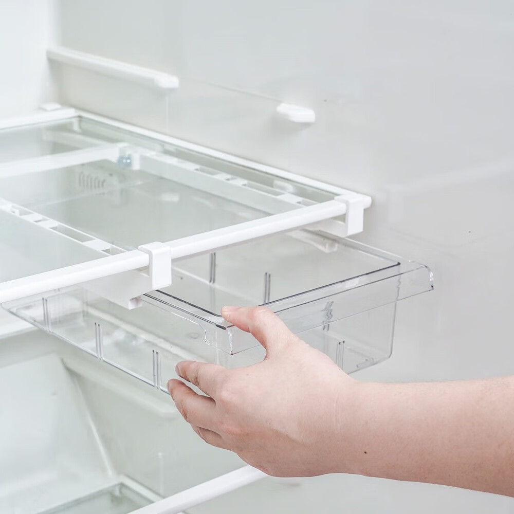 Fridge Drawer Organizer, Refrigerator Organizer Bins, Pull Out with Handle, Shelf Holder Storage Box, Clear Container for Food, Drinks, Fit for Fridge Shelf Under 0.6" (1 Pack Medium)