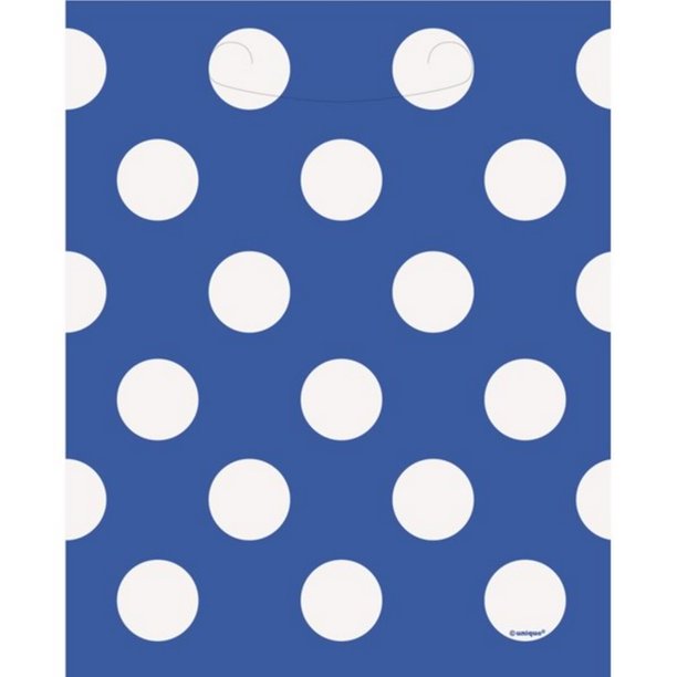 Unique Party - Bolsa de Regalo Diseño Lunares - Pack de 8 (Azul Real, Blanco)