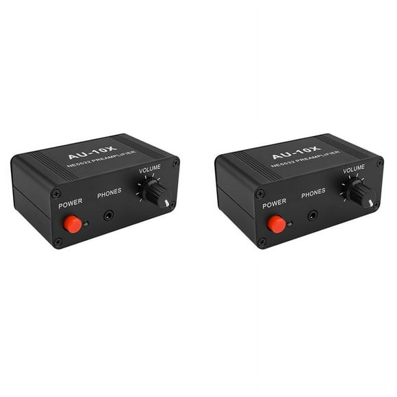 2X AU-10X NE5532 Audio Signal Preamplifier Headphone Pre AMP Board Gain 20Db 3.5MM Volume Control Tone DC 12V