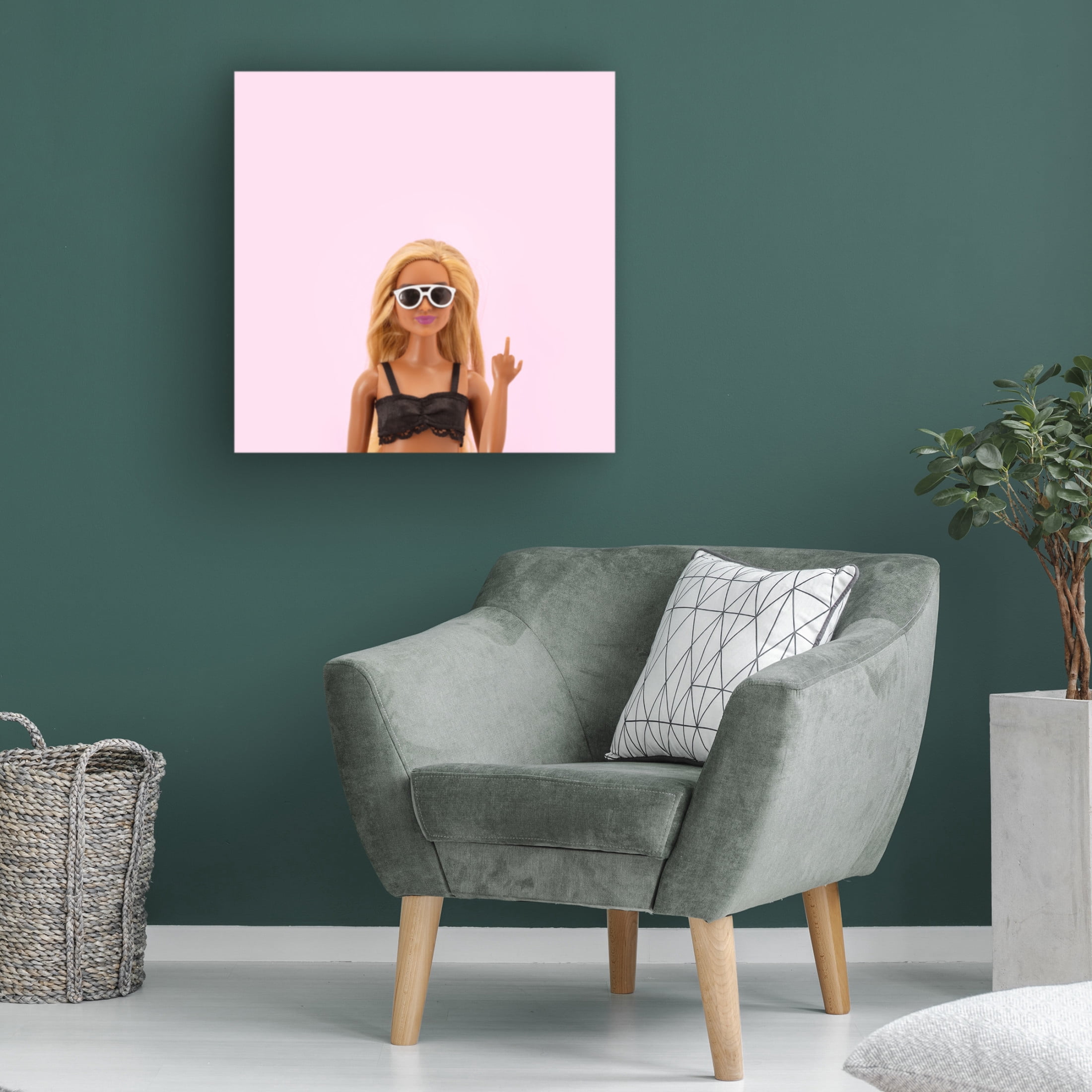 Canvas Wall Art - Julia Ramiro 'Kbye2 Mascarilla' Wall Art for Living Room, Bedroom, or Office Décor by Trademark Fine Art - 24 x 24 Inches