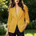 thumbnail image 5 of TGSLY Women's Plus Size Linen Blazer Lightweight Thin Notched Lapel Single Breasted Button Coat Loose Casual Solid Color Long Sleeve Suit Jacket M, 5 of 8