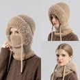 thumbnail image 5 of Prolriy Winter Hats for Women Winter Knitted Hat Warm Cycling Ski Women Windproof Hood Heavyweight Thermal Fleece Womens Hats Khaki, 5 of 6