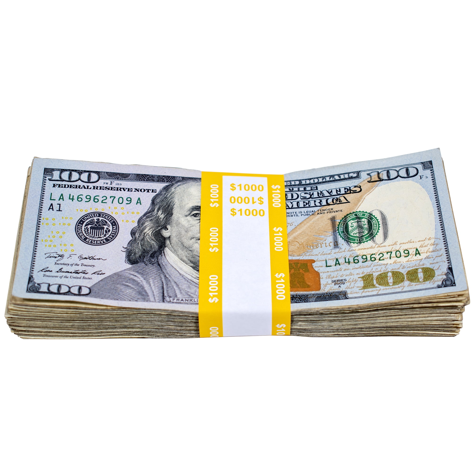 Royal Sovereign $1000 Currency Straps, Yellow, 1000 Count (RMCS-1000)