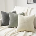 thumbnail image 5 of Set of 2 Sage Green Decorative Throw Pillow Covers 12x12 Inch Soft Corduroy Windmill Textured Striped Patchwork Cushion Cases for Sofa Bed Home Decor, 5 of 6