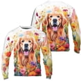 thumbnail image 3 of Welcome Spring Summer Golden Retriever Portrait Flower Blue Sky All Over Print 3D Sweatshirt Unisex Merch Goldens Dog Lover Gifts Idea - 12001, 3 of 6