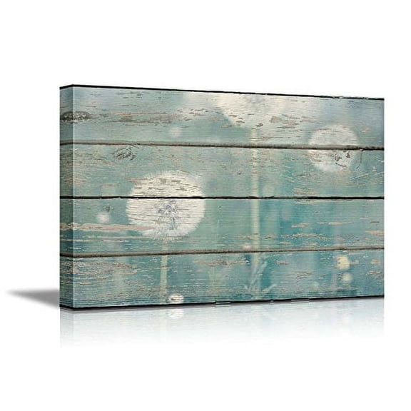 wall26 - Canvas Prints Wall Art - Dandelion on Vintage Wood Board Background Stretched Canvas Wrap. Ready to Hang Home Decoration - 12" x 18"