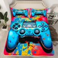 thumbnail image 2 of Castle Fairy Teens Blue Gamer 3pcs Twin Sheet Sets,Video Game Twin Fitted Sheet,Graffiti Splash Breathable Flat Sheet,Breathable Home Decor, 2 of 7