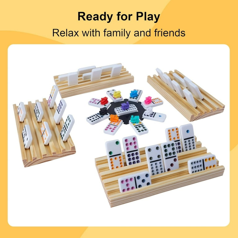 Fugocen Double 12 Mexican Train Dominoes Set with Wooden Trays photo 3