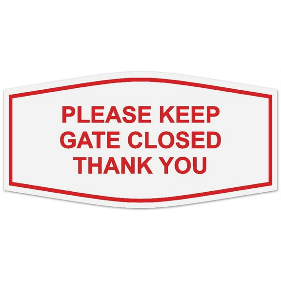 Signs ByLITA Fancy Please Keep Gate Closed Thank You Sign - Laser-Engraved Lettering | Durable ABS Plastic | Vibrant Colors | Powerful Foam Tape (White/Red) - Large