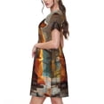 thumbnail image 2 of Rateoe Valley Meditating Guinea Pig Pattern Women’s Short Sleeve Dress – Casual Elegant Summer A-Line Dress for Everyday Wear, 2 of 6