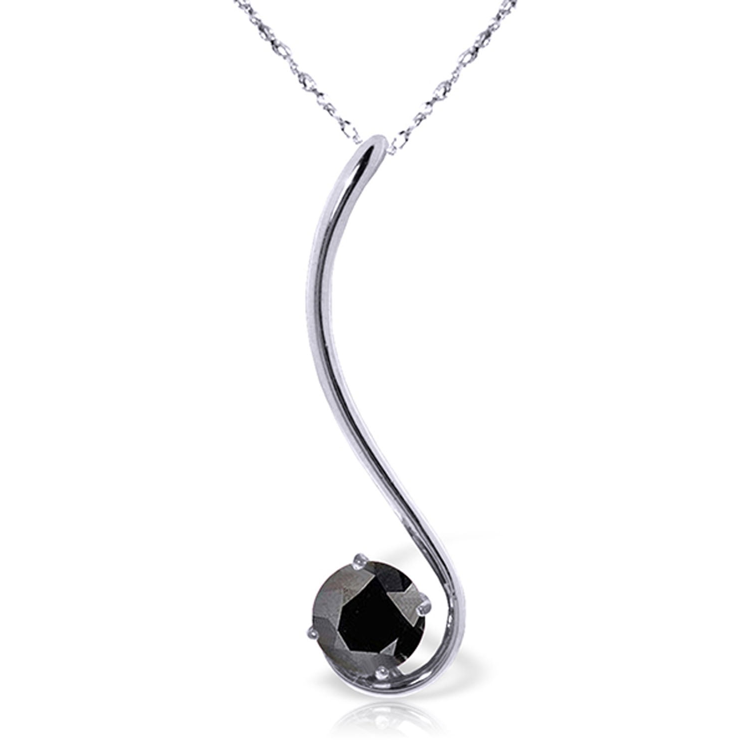 Galaxy Gold 14K Solid White Gold 20" Necklace with 0.50 Carat Natural Black Diamonds, 14"-24" Sizes, April Birthstone, Symbol of Strength
