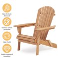 thumbnail image 2 of Wooden Outdoor Folding Chair Set of 2, High Back Lounge Patio Chair with One-Step Folding Design, for Garden, Lawn, Backyard, Deck, Pool Side, 2 of 9