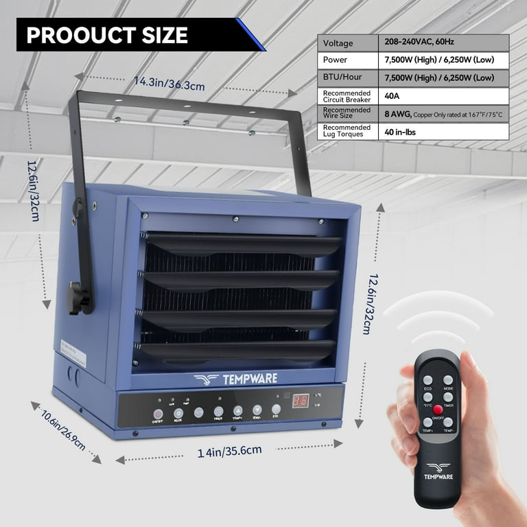 Forced Air Cheapest Garage Heater To Run TEMPWARE 7500-Watt