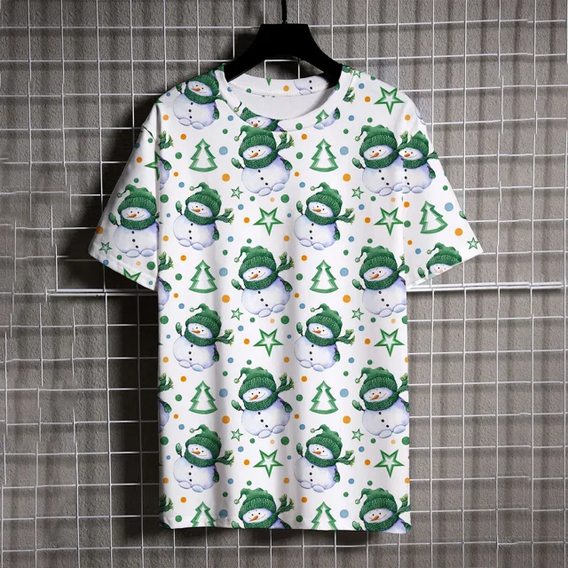 Camisetas de verano con estampado de árbol de Navidad para hombre, Camiseta con cuello redondo, camiseta de manga corta de marca de lujo