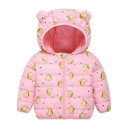 

Bullpiano 0-5T Baby Boys Girls Down Jacket Hooded Coat Winter Lightweight Packable Cotton Puffer Padded Jacket Infant Outerwear (Pink)
