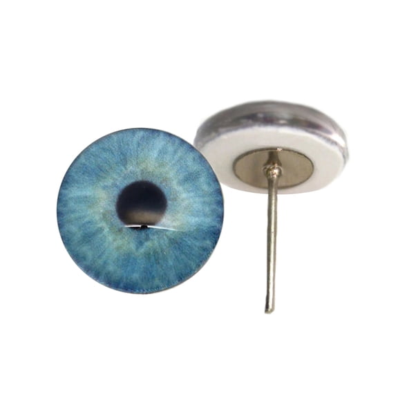 Natural Light Baby Blue Glass Eyes on Wire Pin Posts