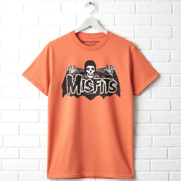 Misfits Bat Fiend Men’s T Shirt (OrangeHeather, AdultS)