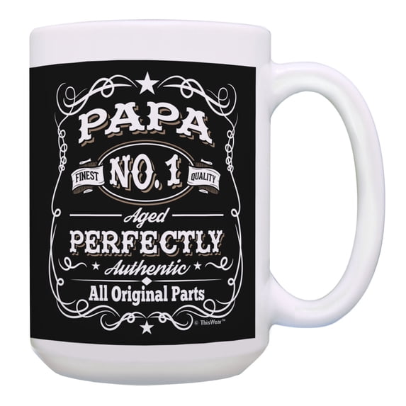 ThisWear Papa Birthday Cup Authentic Original Parts Father Birthday Gifts 15oz Coffee Mug Black