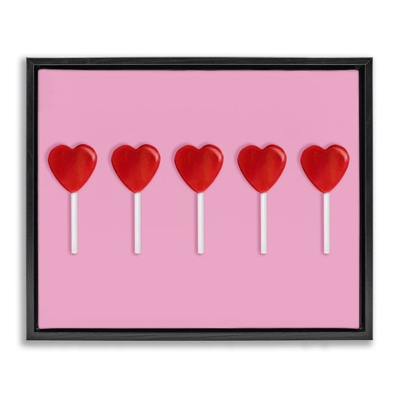 Stupell Industries Contemporary Valentine's Heart Pops Black Floating Frame Canvas Art, 21 x 17, by LISH Creative