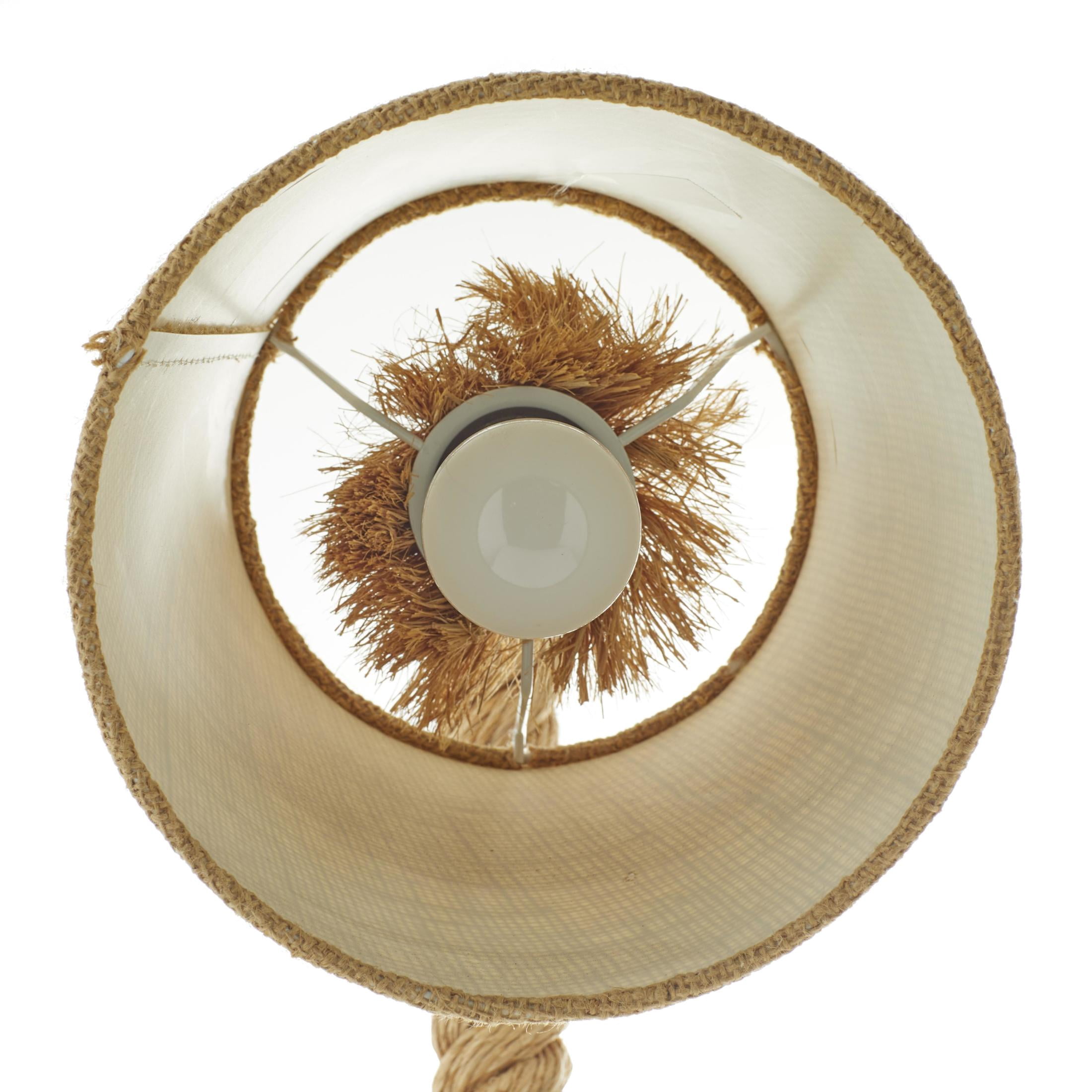 DecMode 32" Handmade Rope Styled Brown Desk Lamp with Brown Fabric Shade