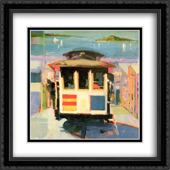 City by the Bay 2x Matted 26x32 Large Black Ornate Framed Art Print by Francis Livingston