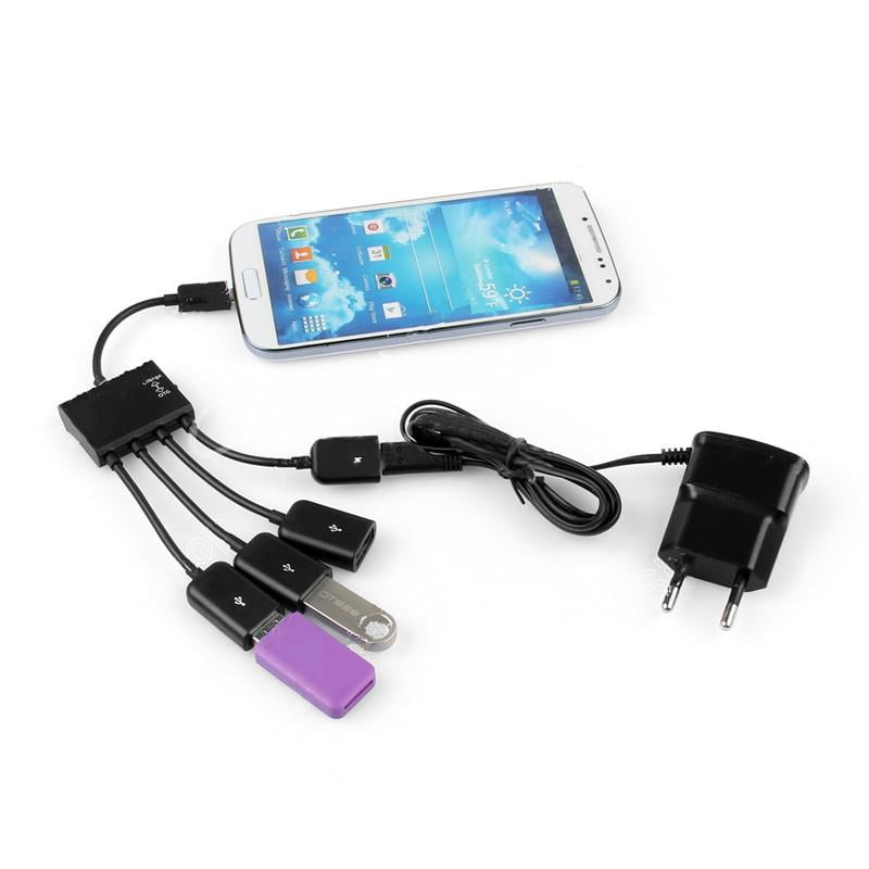 4 Port USB Hub Micro Charging OTG Cable Splitter Connector for Smartphone Tablet - Walmart.com