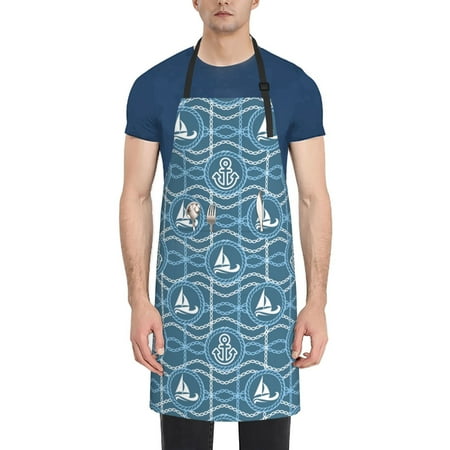 

Goofa Nautical Printed Waterproof Apron 33 Chef Aprons for Men Heavy Duty Chemical Work Apron Adjustable Bib Apron