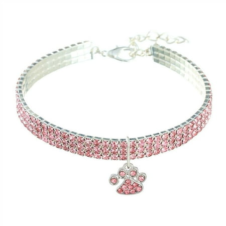 

Bling Rhinestone Elastic Kitten Collar Necklace for Small Dog Jewelry Pet Supplies Cat Collar Dog Collars Pet Pendant LIGHT PINK S