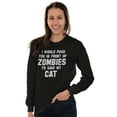 thumbnail image 4 of Push You into Zombies to Save My Cat Plus Size Long Sleeve Graphic Tee Shirt Brisco Brands 3X, 4 of 5
