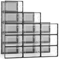 thumbnail image 2 of GARITIN Stackable Shoe Storage Boxes 12 Pack, Clear Plastic Sneaker Containers, Shoe Rack & Holder Substitute, Versatile Storage Bins for Closet, Entryway, Under Bed, Black, 2 of 7