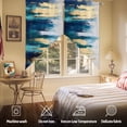 thumbnail image 5 of Abstract Swag Curtain Valance for Windows, Gold and Navy Blue Window Treatments Short Swag Topper for Kitchen Windows Bathroom Bedroom, 36"x45", 5 of 8