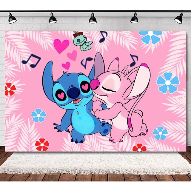 Disney-Decoraciones de Lilo & Stitch para fiesta de cumpleaños, plato de papel de Ángel rosa para Baby Shower, decoración de globos, suministros de vajilla