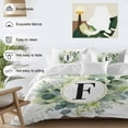 thumbnail image 5 of Letter F Queen Size Comforter Set, Alphabet Green Eucalyptus Leaves Plant Simple Bedding for All Seasons, 4 Pcs Bed Set, 1Quiltcover (90"x92") ,1Sheet(94"x116"), 2Pillowcases (30"x20"), 5 of 9