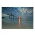 thumbnail image 3 of Landscape Cutting Board, Sunbeams and Old Bridge at Pilai Beach Sunset Thailand Tropical Seascape Picture, Decorative Tempered Glass Cutting and Serving Board, Small Size, Grey Beige, by Ambesonne, 3 of 5