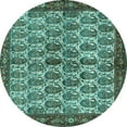 thumbnail image 1 of Ahgly Company Indoor Round Persian Turquoise Blue Traditional Area Rugs, 4' Round, 1 of 4