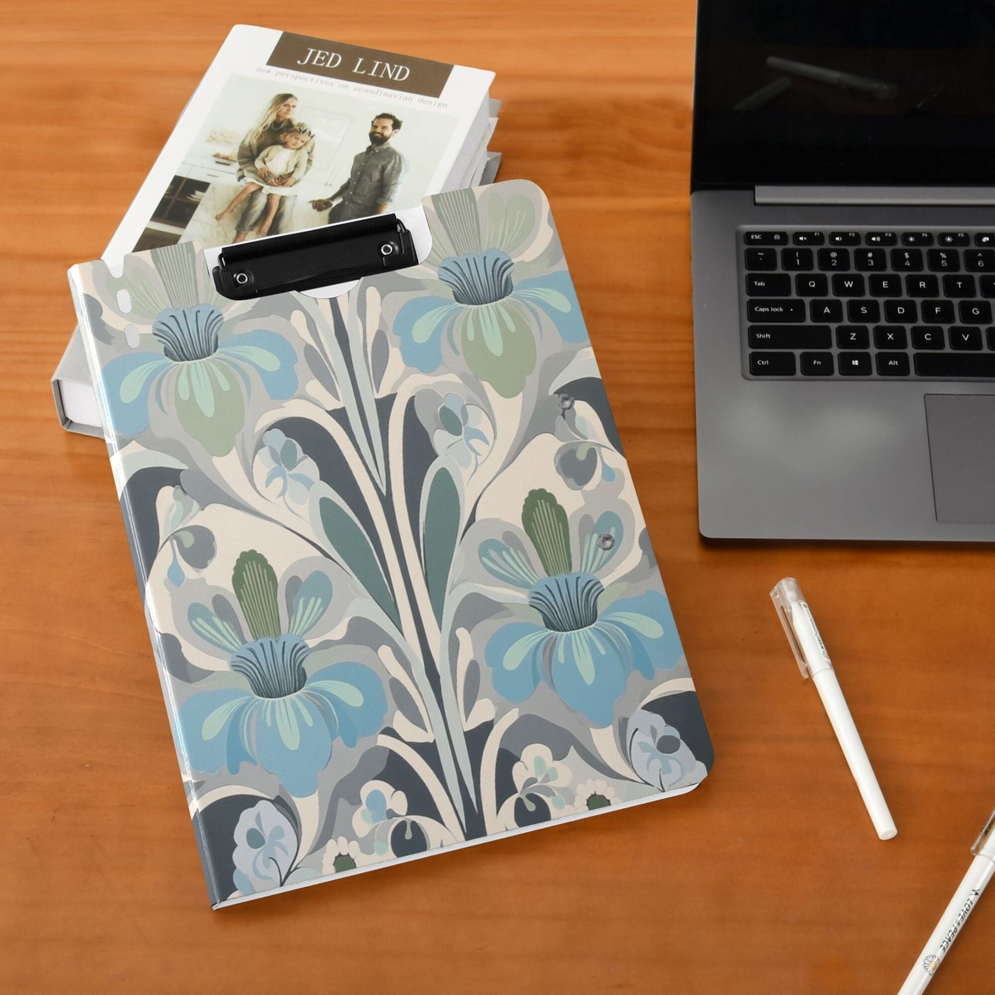 FORMRS A4 Clipboard Folder with Pen Holder Horizontal Foldable School Office Binder, Vibrant Abstract Design