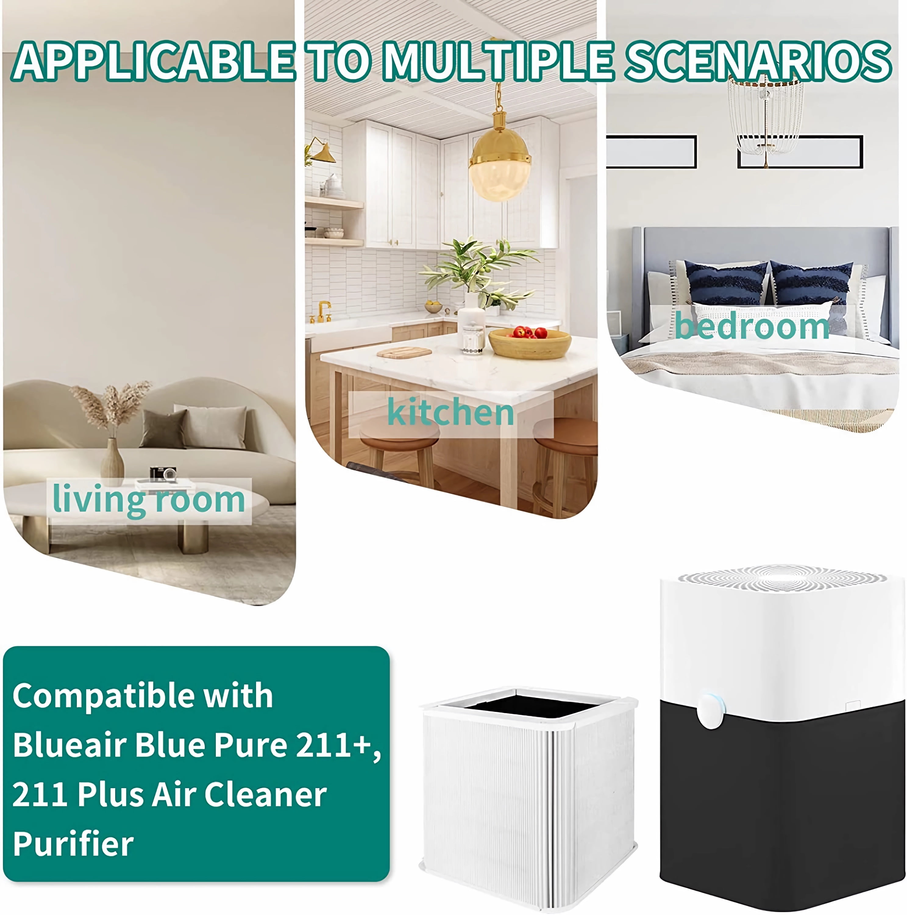 AMI PARTS 211+ Replacement Filter, Foldable Particle and Activated Carbon Fit Blue Pure 211+ Air Cleaner Purifier
